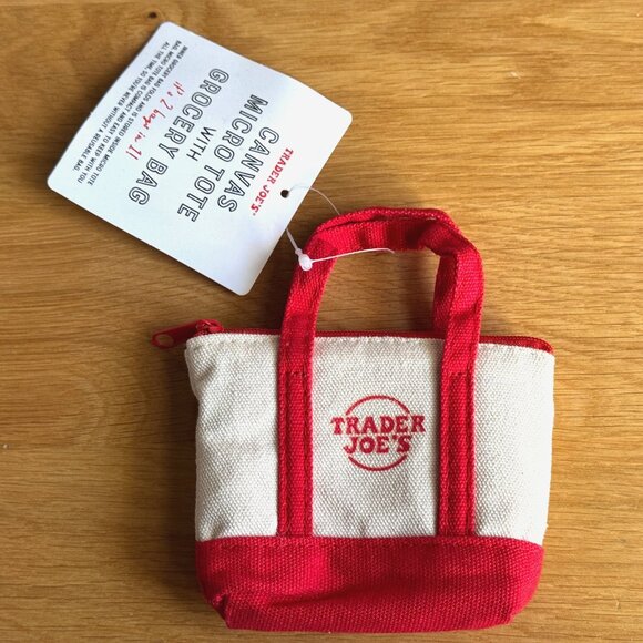 Trader Joe's Canvas Micro Tote with Grocery Bag, Red - Picture 2 of 15